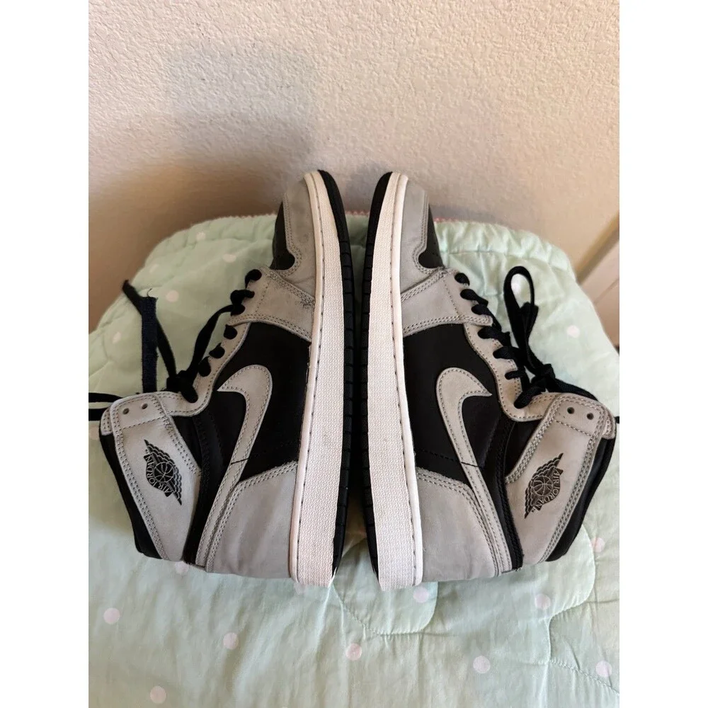 Nike Air Jordan 1 High Top Unisex Kids Sneakers Gray/Black Leather US 7